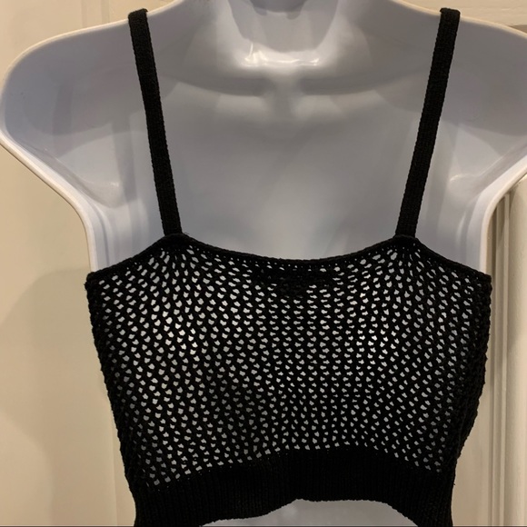 American Eagle Outfitters Black Floral Crocheted Halter‎ Top M - Picture 5 of 10